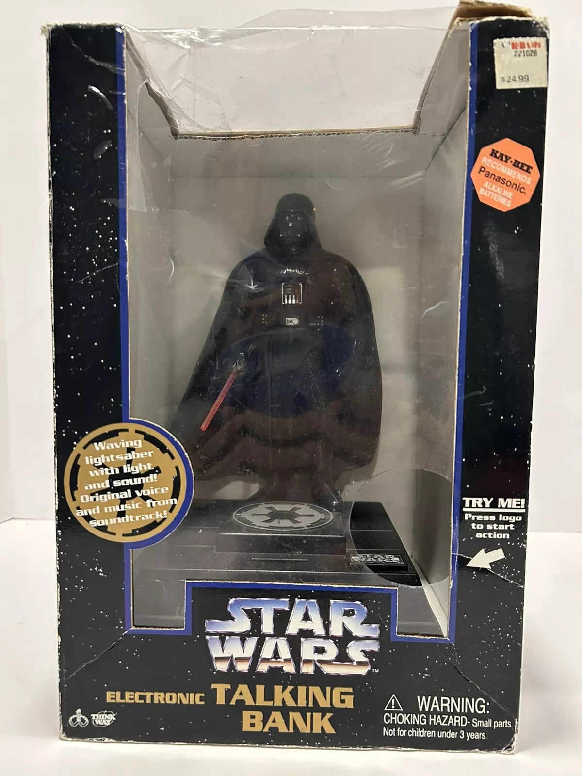 1996 Thinkway Toys Star Wars Darth Vader Electronic Talking Bank In Box