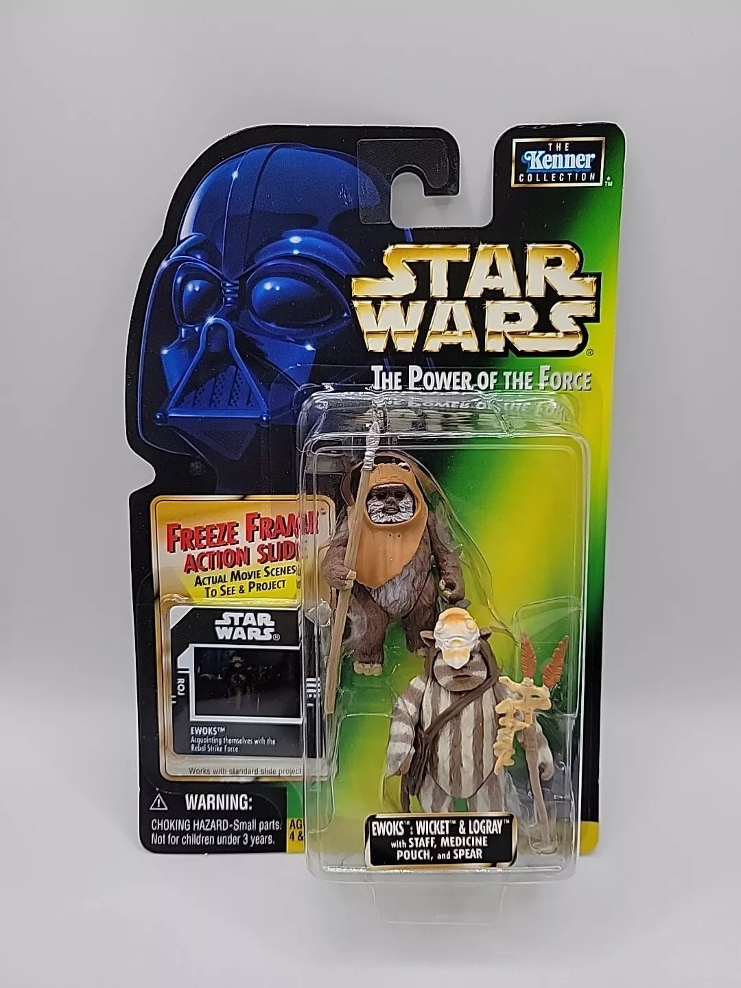 Star Wars The Power of the Force EWOKS Wicket & Logray POTF Freeze Frame 1997