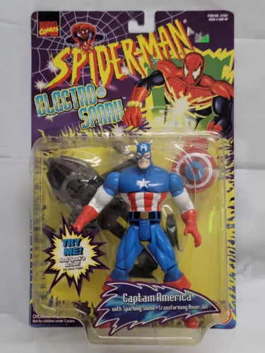1997 ToyBiz Marvel Spiderman Electro Spark Captain America Figure