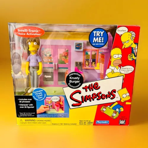 2001 The Simpsons Krusty Burger Playset w/ Pimply Faced Teen Playmates