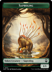 Tarmogoyf (Ripple Foil) // Saproling Double-Sided Token [Modern Horizons 3 Commander Tokens] | A1Comics