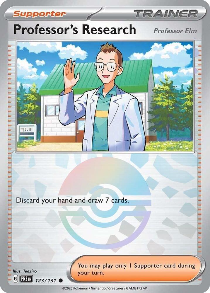 Professor's Research (123/131) [Professor Elm] (Poke Ball Pattern) [Scarlet & Violet: Prismatic Evolutions] | A1Comics