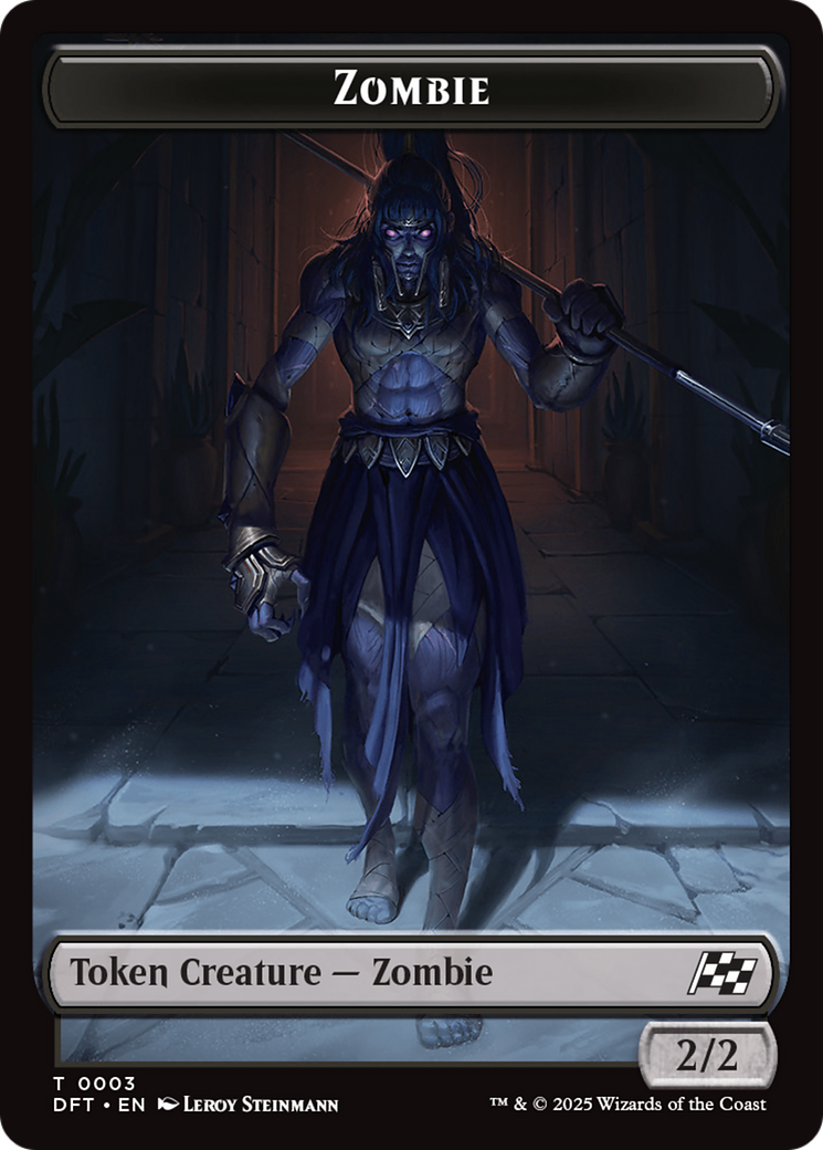 Zombie Warrior // Zombie (0003) Double-Sided Token [Aetherdrift Commander Tokens]