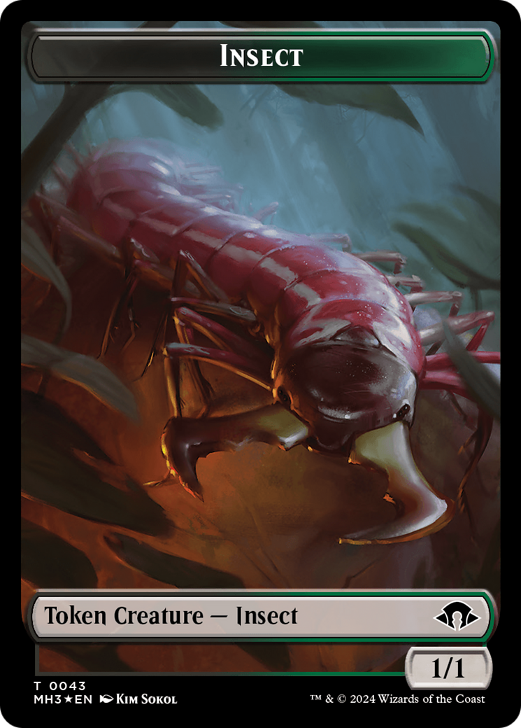 Insect (0043) (Ripple Foil) // Zombie Double-Sided Token [Modern Horizons 3 Tokens] | A1Comics