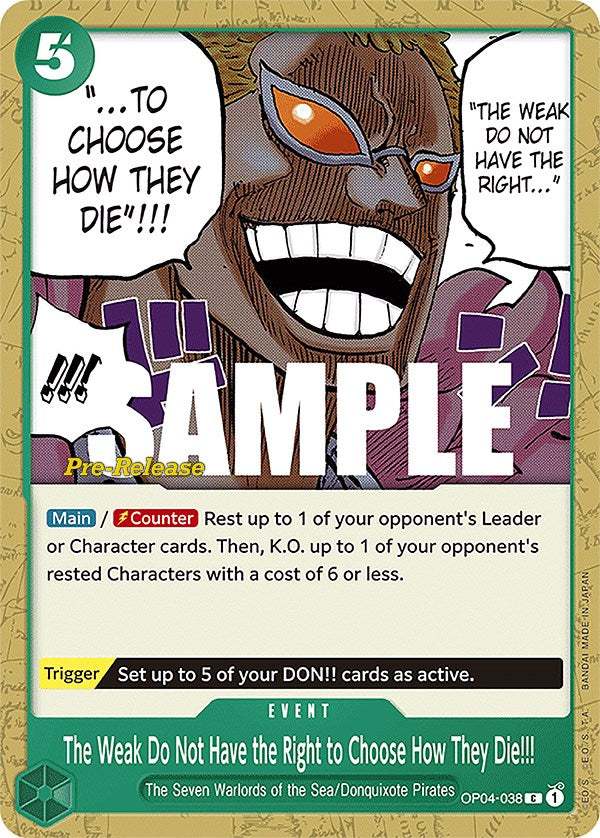 The Weak Do Not Have the Right to Choose How They Die!!! [Kingdoms of Intrigue Pre-Release Cards] | A1Comics