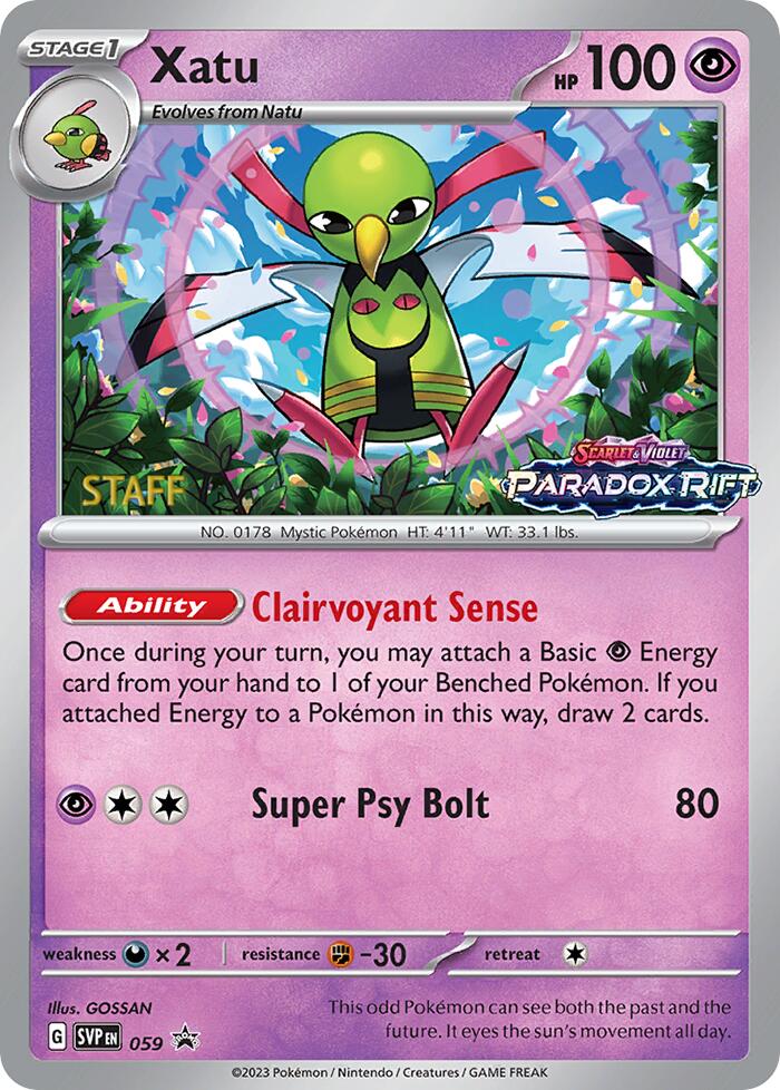 Xatu (059) (Staff Prerelease Promo) [Scarlet & Violet: Black Star Promos] | A1Comics