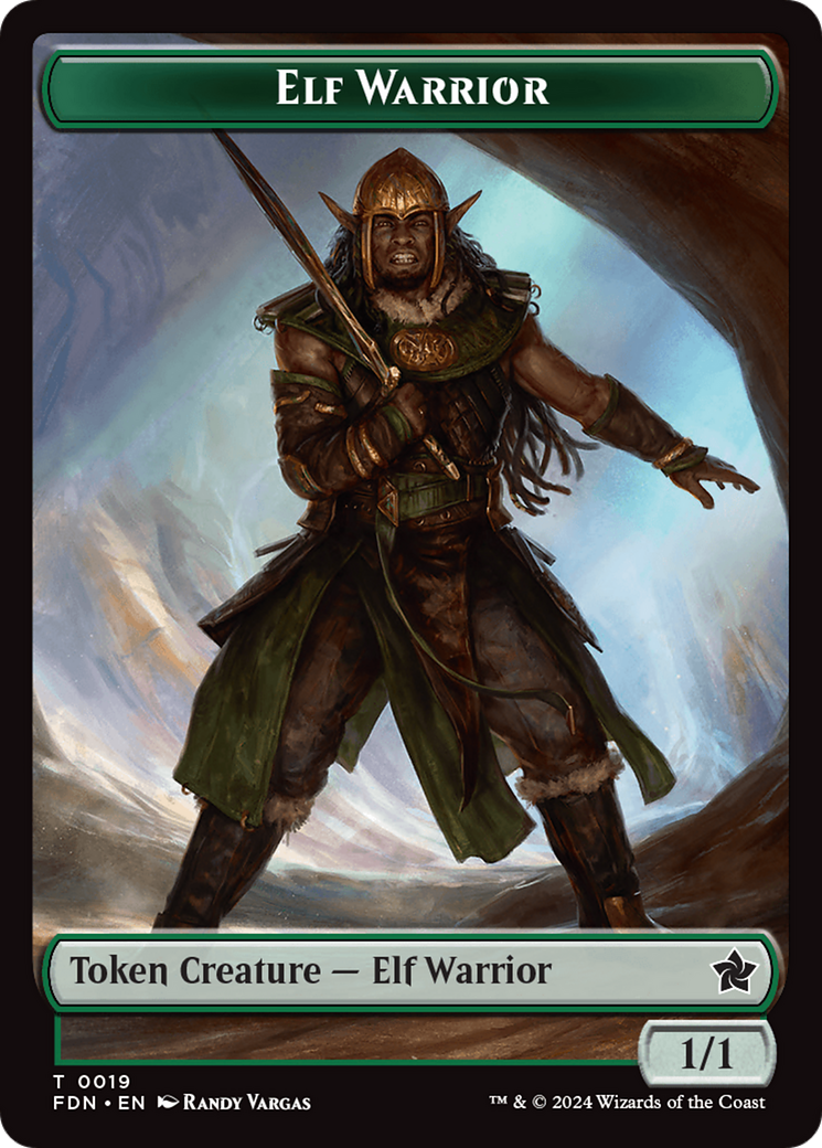 Emblem - Vivien Reid // Elf Warrior Double-Sided Token [Foundations Tokens] | A1Comics