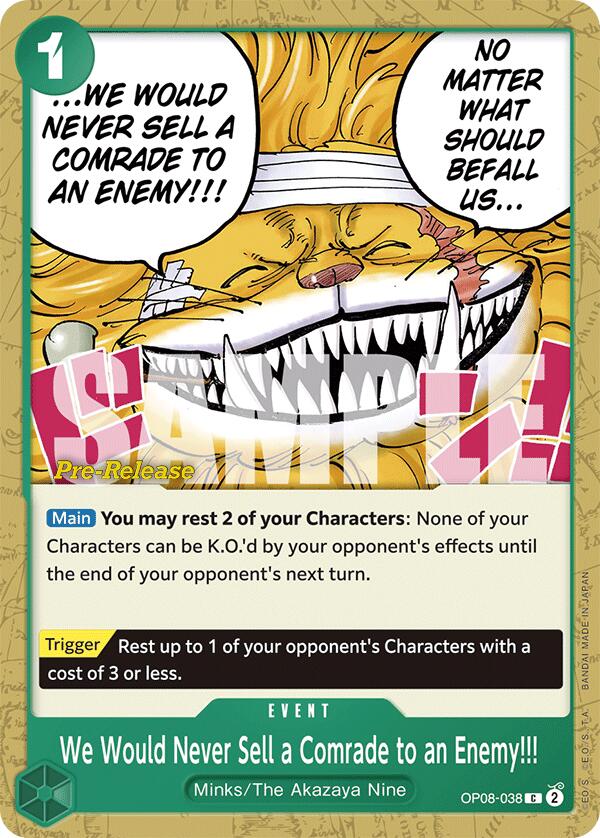 We Would Never Sell a Comrade to an Enemy!!! [Two Legends Pre-Release Cards] | A1Comics