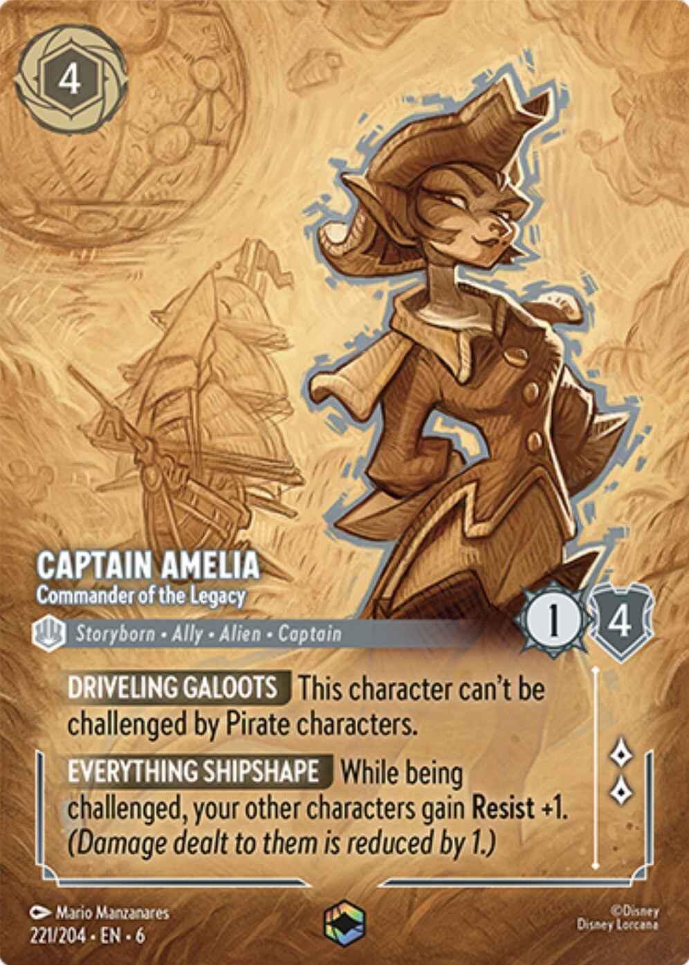 Captain Amelia - Commander of the Legacy (Enchanted) (221/204) [Azurite Sea] | A1Comics