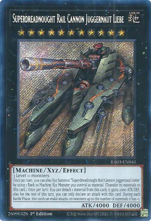 Superdreadnought Rail Cannon Juggernaut Liebe (Secret Rare) [RA03-EN041] Secret Rare | A1Comics