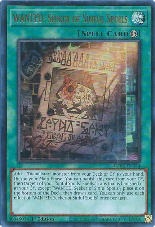 WANTED: Seeker of Sinful Spoils (UR) [RA03-EN074] Ultra Rare | A1Comics