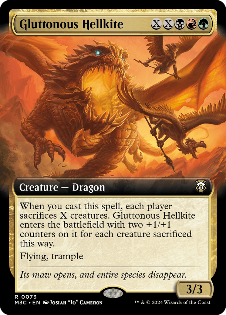 Gluttonous Hellkite (Extended Art) (Ripple Foil) [Modern Horizons 3 Commander] | A1Comics