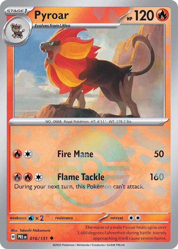 Pyroar (016/131) (Poke Ball Pattern) [Scarlet & Violet: Prismatic Evolutions] | A1Comics