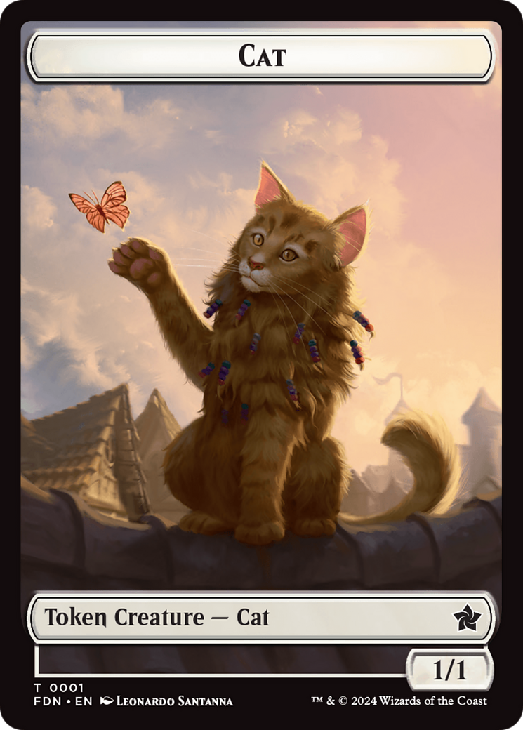 Elf Warrior // Cat (001) Doubled-Sided Token [Foundations Tokens] | A1Comics