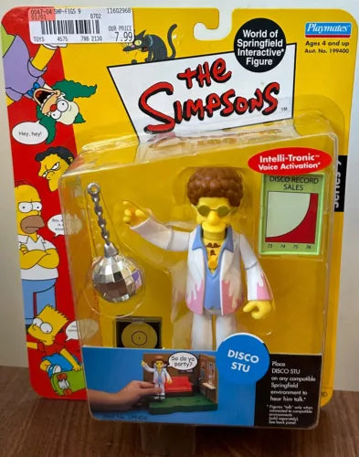 Playmates Toys The Simpsons Disco Stu World of Springfield Figure | A1Comics