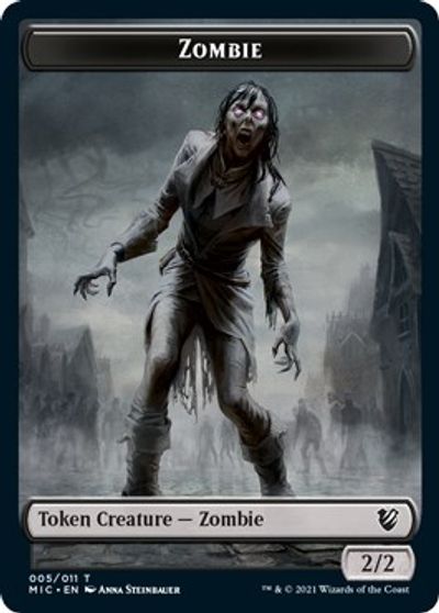 Zombie // Zombie Double-Sided Token (005 MIC/005 MID) [Innistrad: Midnight Hunt Commander Tokens] | A1Comics