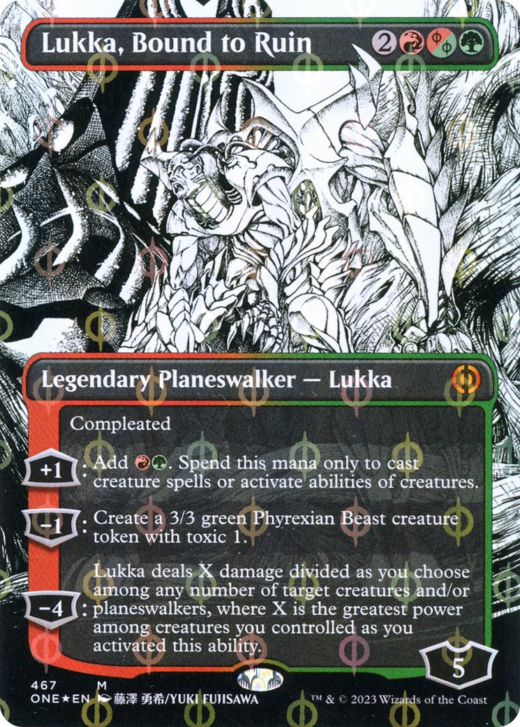 Lukka, Bound to Ruin (Borderless Manga Step-and-Compleat Foil) [Phyrexia: All Will Be One] | A1Comics