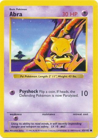 Abra (43/102) [Base Set Shadowless Unlimited] | A1Comics