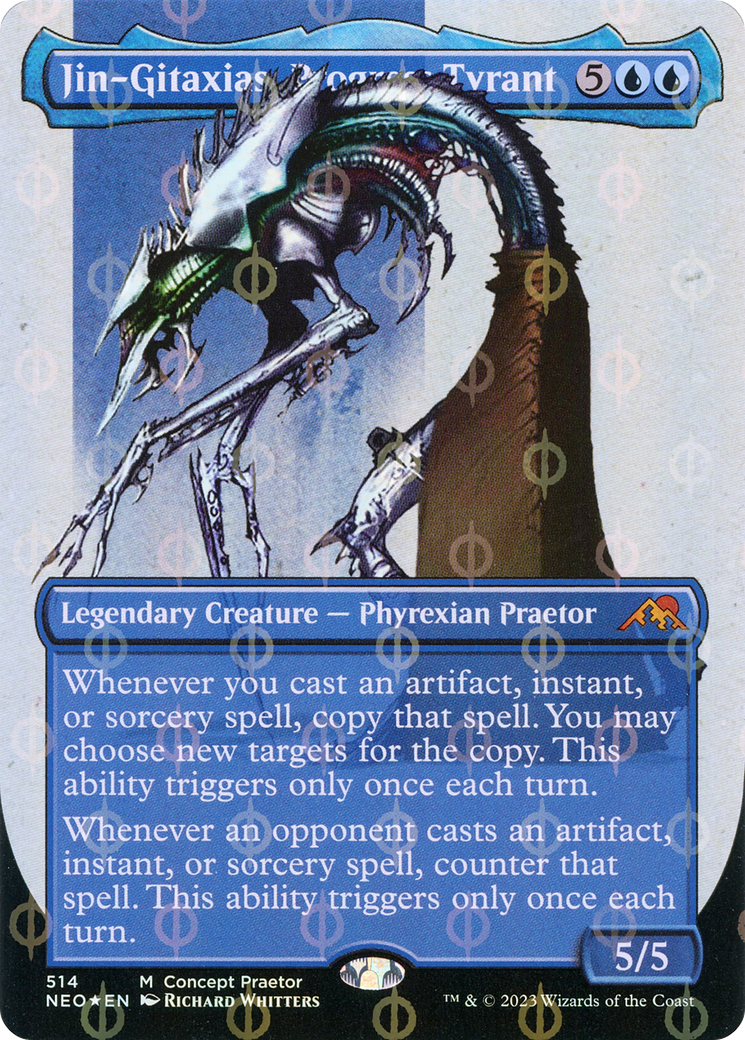 Jin-Gitaxias, Progress Tyrant (Borderless Concept Praetors Step-and-Compleat Foil) [Phyrexia: All Will Be One] | A1Comics