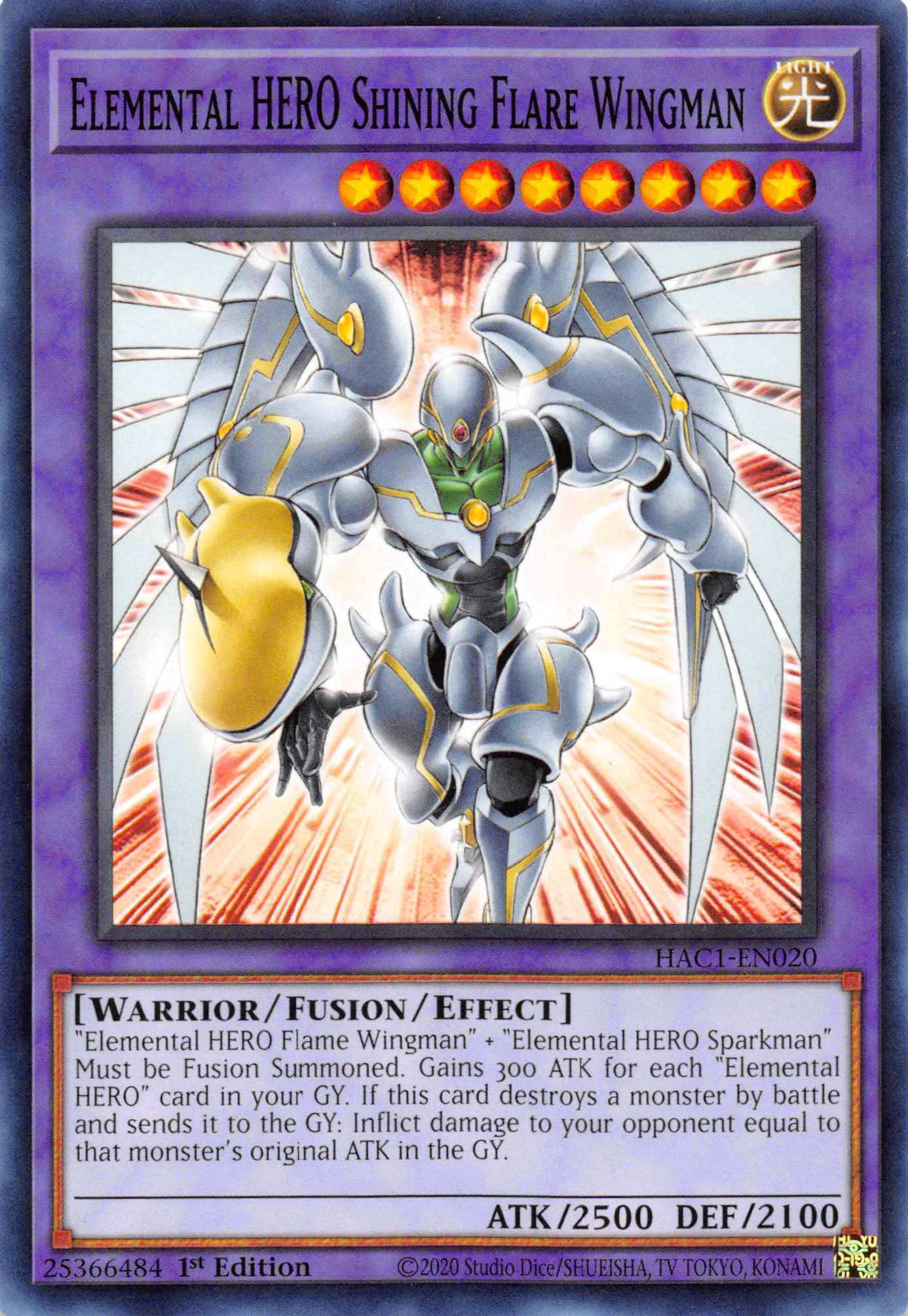 Elemental HERO Shining Flare Wingman (Duel Terminal) [HAC1-EN020] Parallel Rare | A1Comics