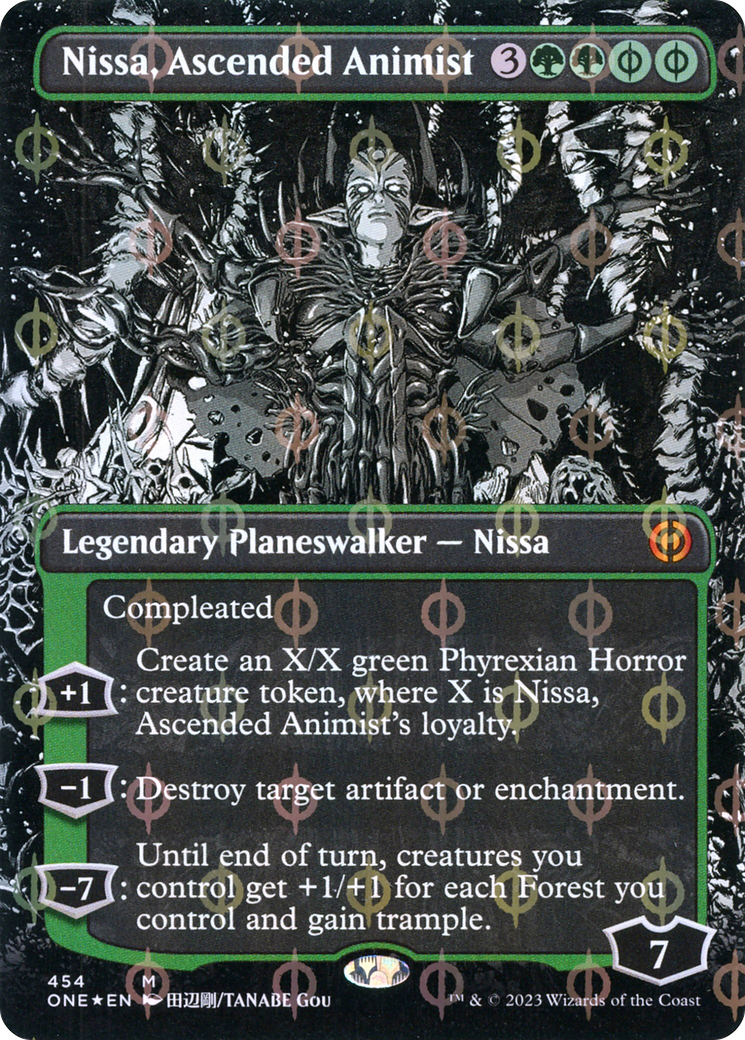 Nissa, Ascended Animist (Borderless Manga Step-and-Compleat Foil) [Phyrexia: All Will Be One] | A1Comics