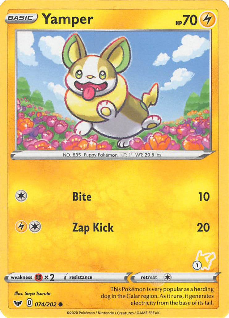 Yamper (074/202) (Pikachu Stamp #1) [Battle Academy 2022] | A1Comics