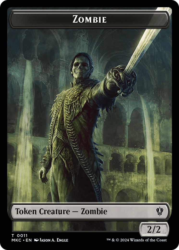 Salamander Warrior // Zombie Double-Sided Token [Murders at Karlov Manor Commander Tokens] | A1Comics