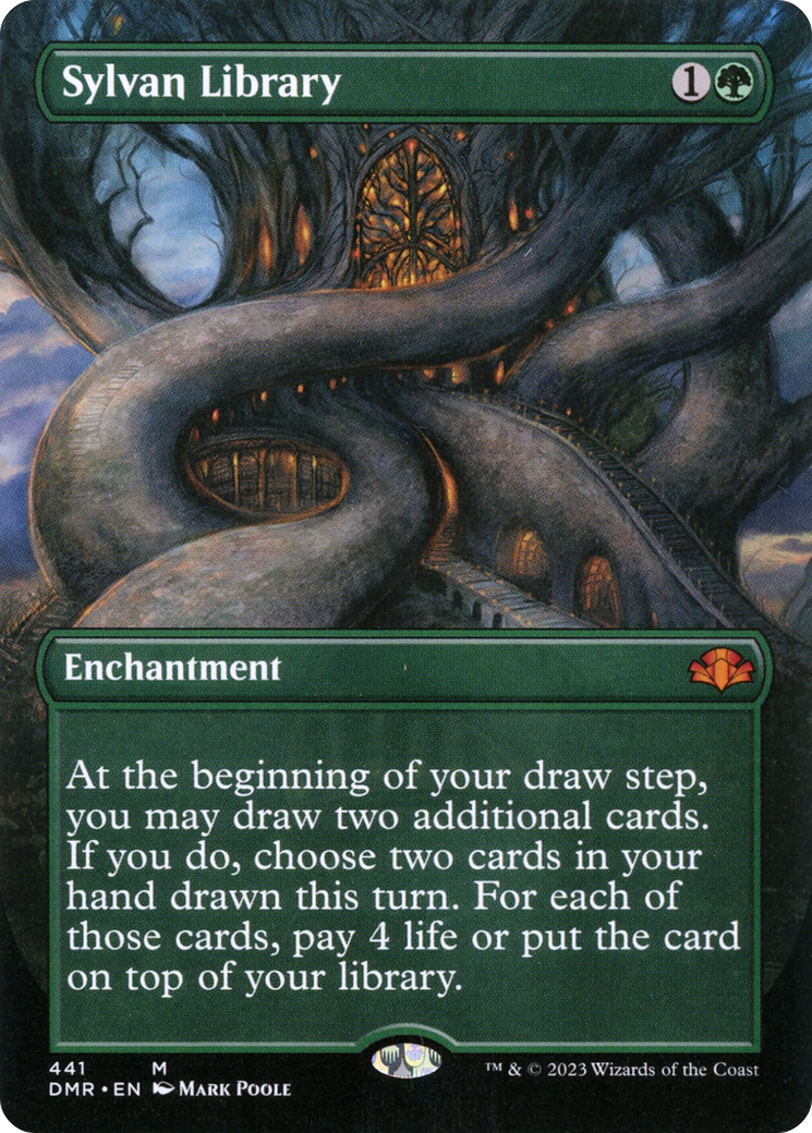 Sylvan Library (Borderless Alternate Art) [Dominaria Remastered] | A1Comics