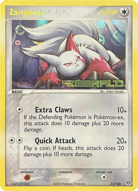 Zangoose (21/106) (Stamped) [EX: Emerald] | A1Comics