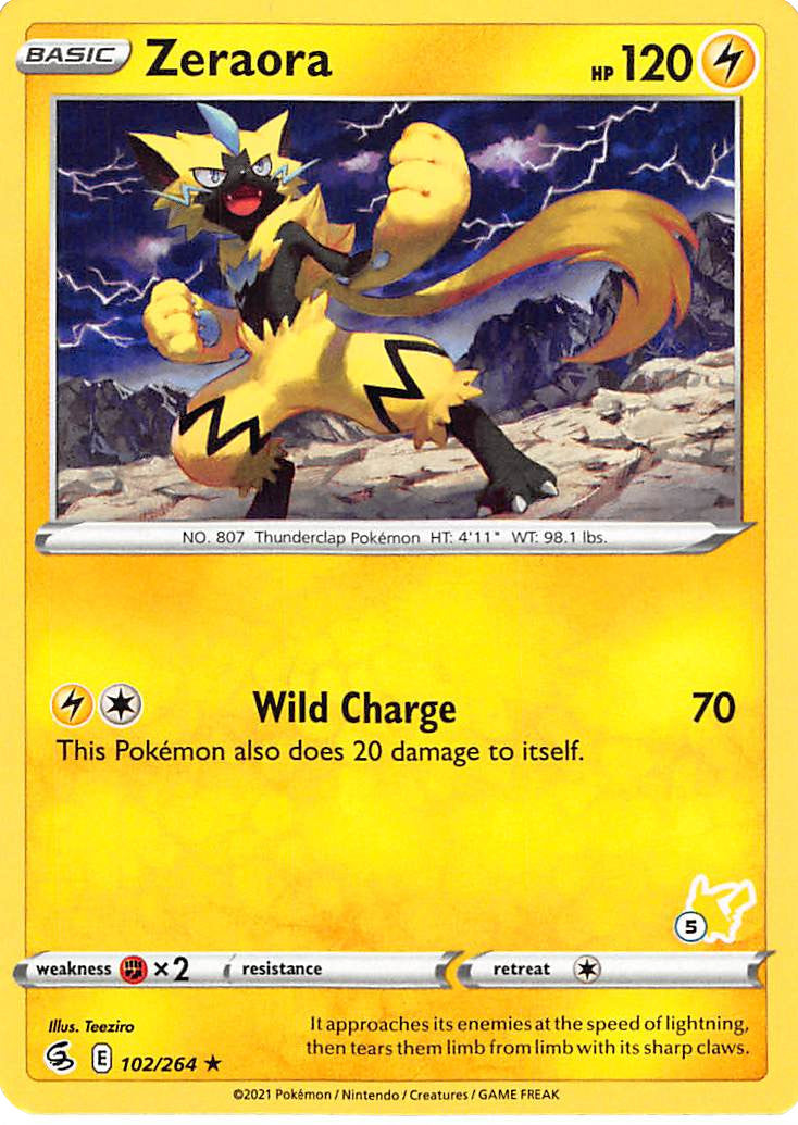 Zeraora (102/264) (Pikachu Stamp #5) [Battle Academy 2022] | A1Comics