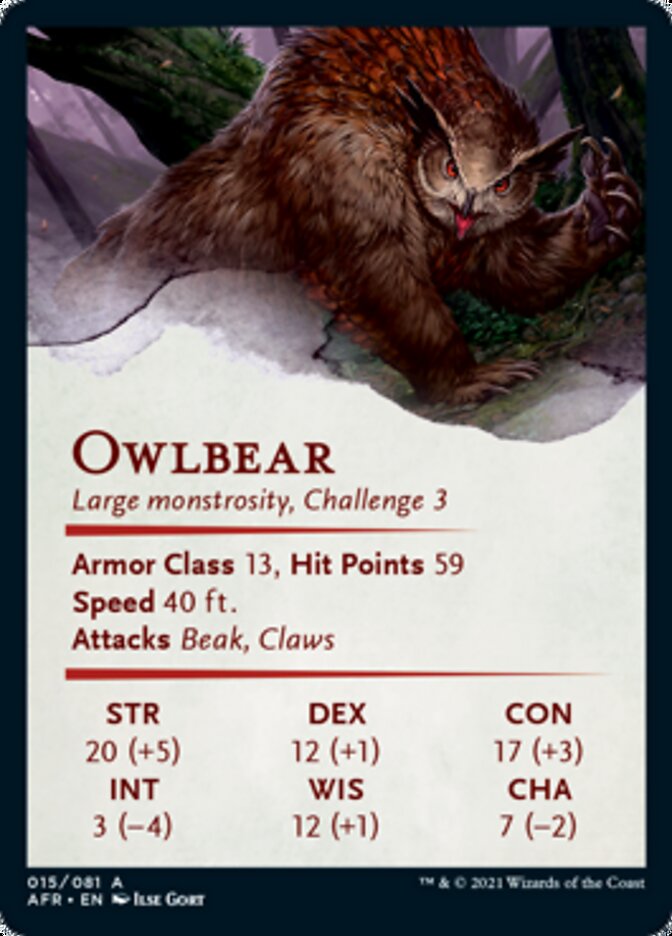 Owlbear Art Card [Dungeons & Dragons: Adventures in the Forgotten Realms Art Series] | A1Comics