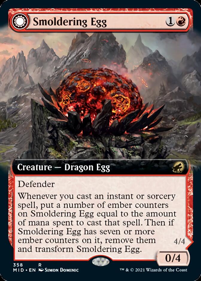 Smoldering Egg // Ashmouth Dragon (Extended Art) [Innistrad: Midnight Hunt] | A1Comics