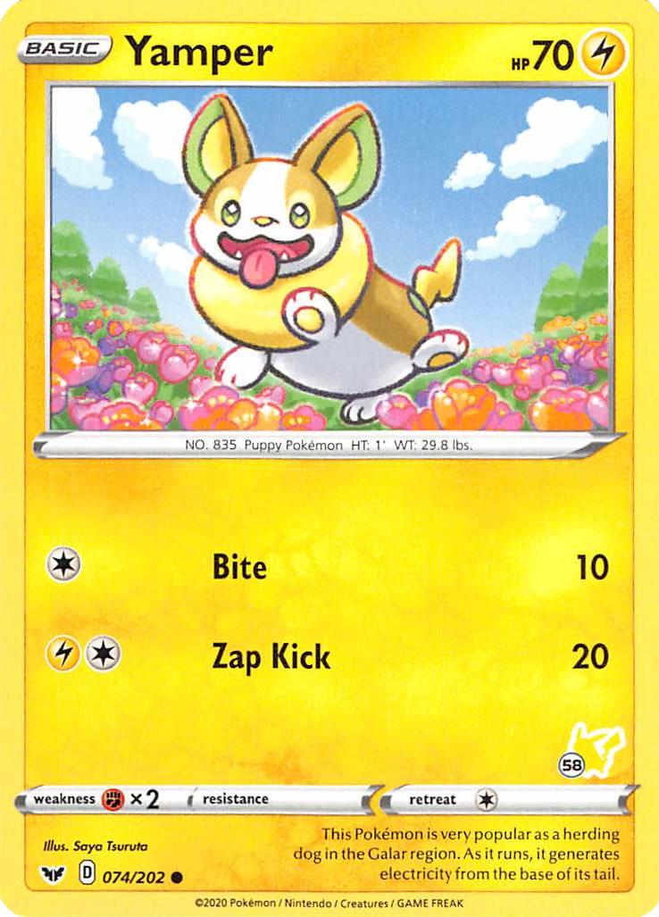 Yamper (074/202) (Pikachu Stamp #58) [Battle Academy 2022] | A1Comics