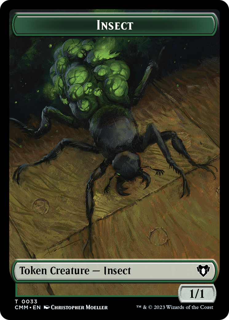 Spirit (0010) // Insect Double-Sided Token [Commander Masters Tokens] | A1Comics