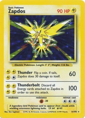 Zapdos (16/102) [Base Set Unlimited] | A1Comics