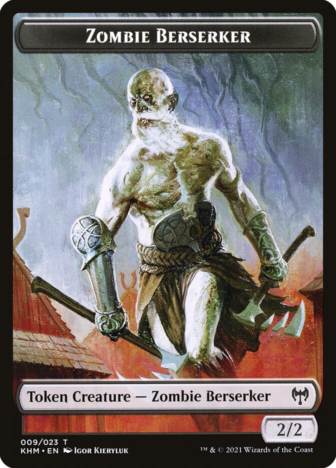 Elf Warrior // Zombie Berserker Double-Sided Token [Kaldheim Tokens] | A1Comics