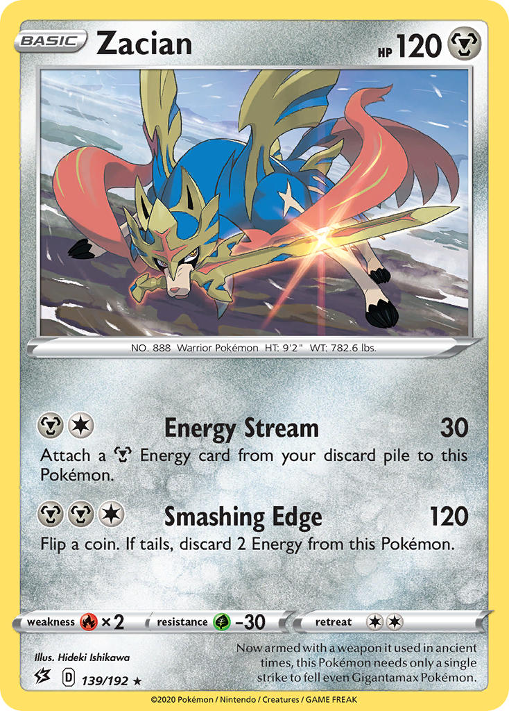 Zacian (139/192) (Cracked Ice Holo) (Theme Deck Exclusives) [Sword & Shield: Rebel Clash] | A1Comics