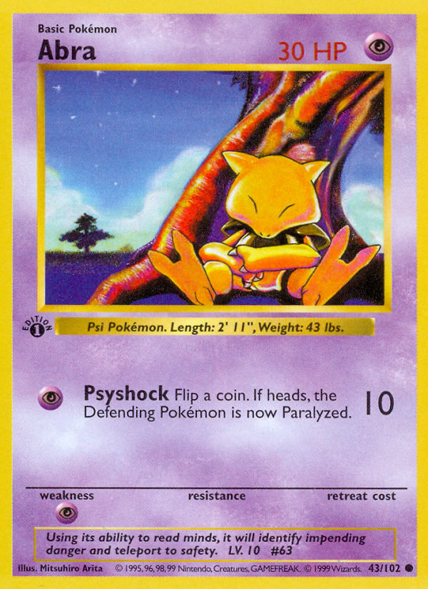 Abra (43/102) (Shadowless) [Base Set 1st Edition] | A1Comics