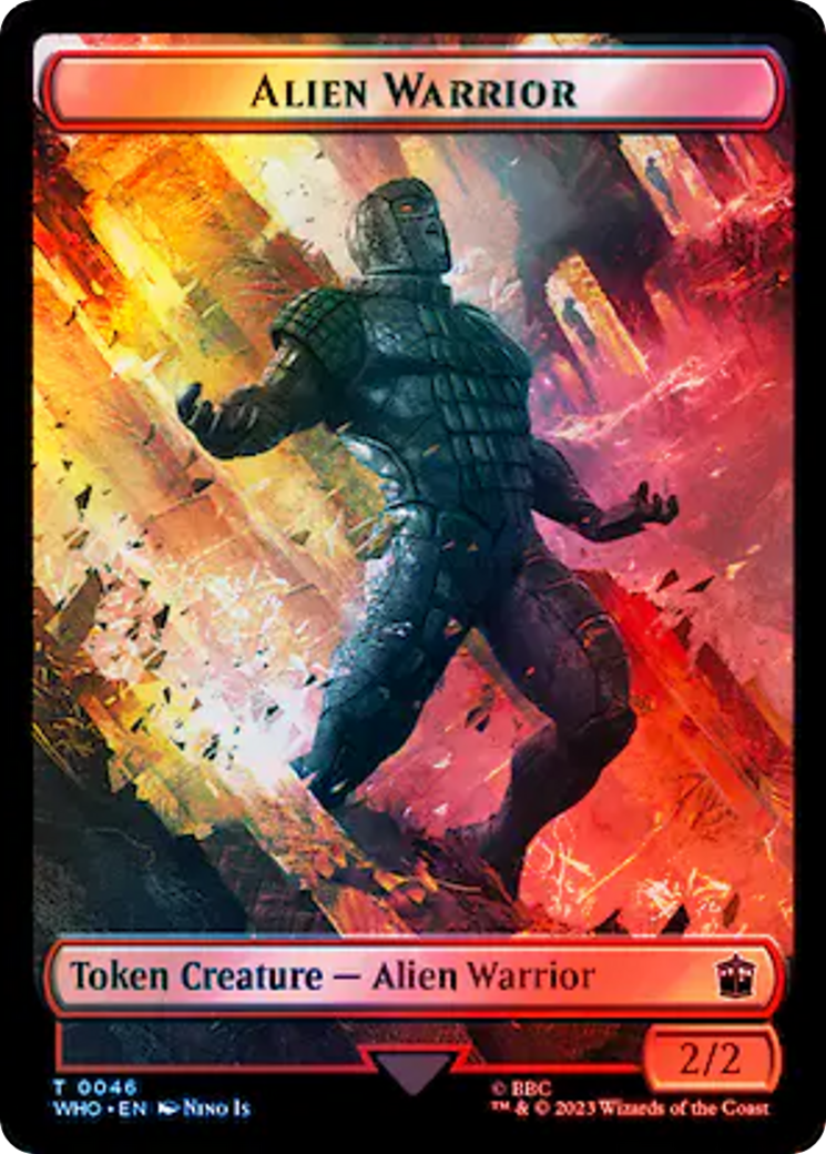 Alien // Alien Warrior Double-Sided Token (Surge Foil) [Doctor Who Tokens] | A1Comics