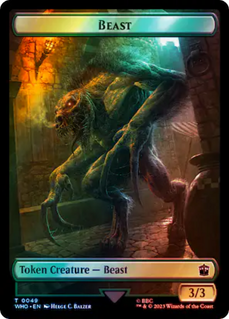 Soldier // Beast Double-Sided Token (Surge Foil) [Doctor Who Tokens] | A1Comics