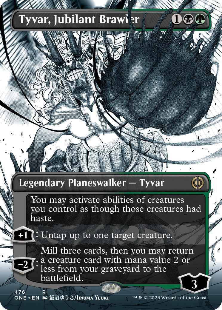 Tyvar, Jubilant Brawler (Borderless Manga Step-and-Compleat Foil) [Phyrexia: All Will Be One] | A1Comics