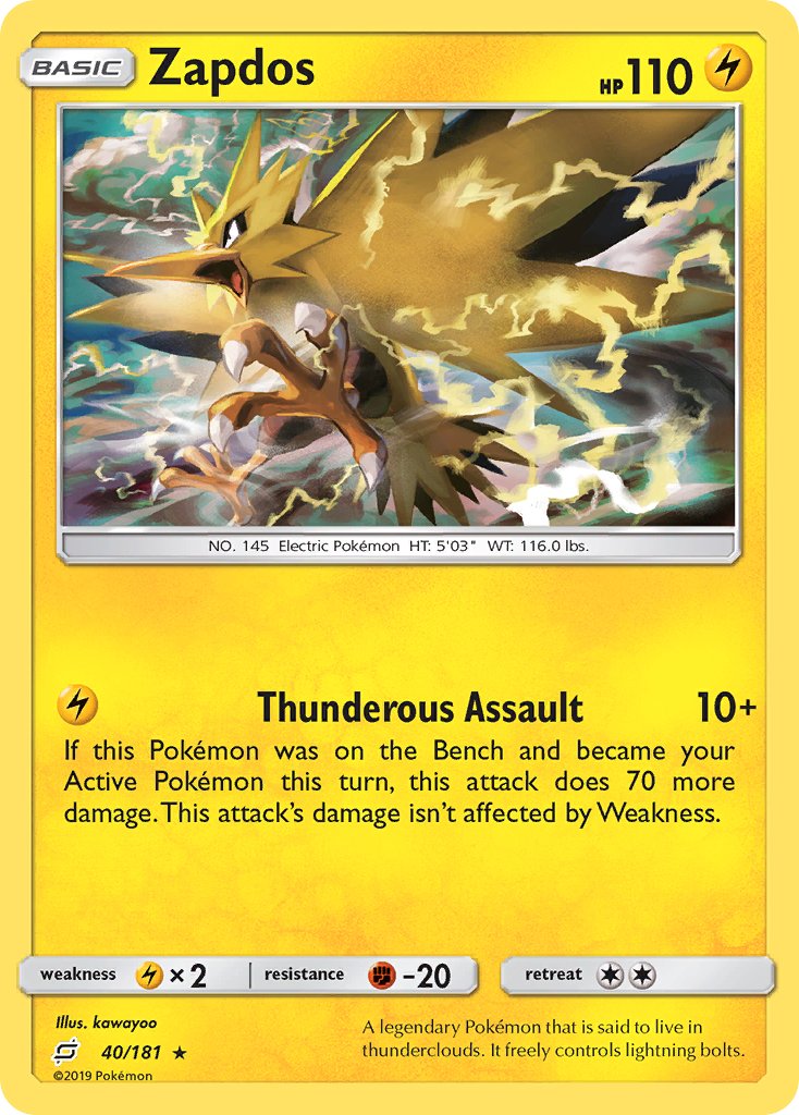 Zapdos (40/181) (Theme Deck Exclusive) [Sun & Moon: Team Up] | A1Comics