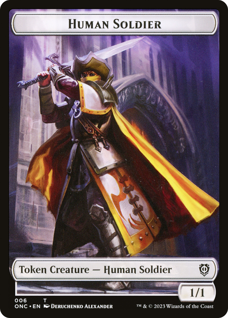 Human Soldier // Elephant Double-Sided Token [Phyrexia: All Will Be One Commander Tokens] | A1Comics