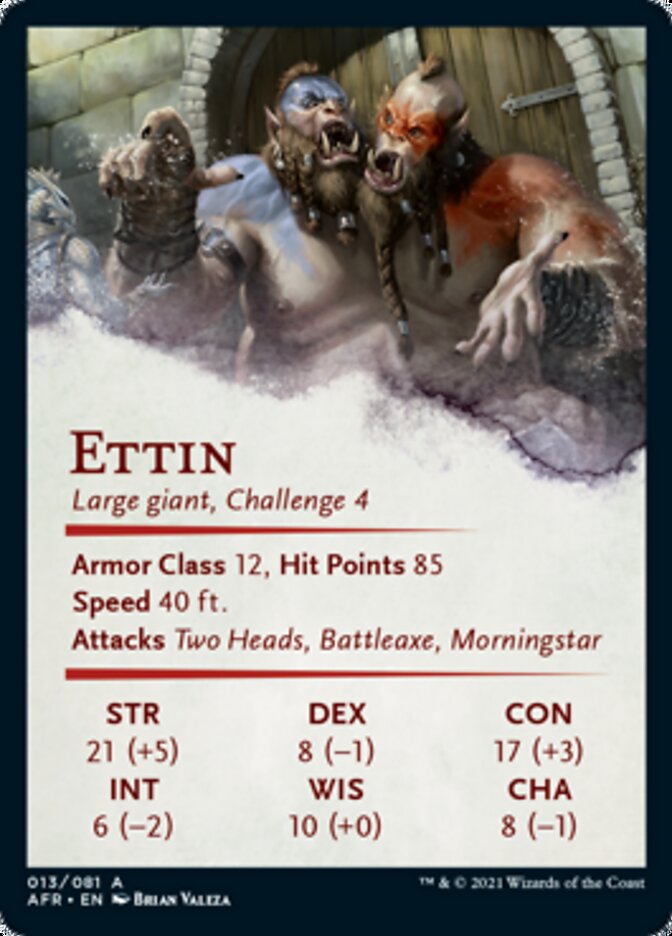 Ettin Art Card (Gold-Stamped Signature) [Dungeons & Dragons: Adventures in the Forgotten Realms Art Series] | A1Comics