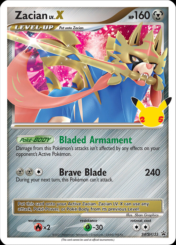 Zacian LV.X (SWSH135) (Celebrations) [Sword & Shield: Black Star Promos] | A1Comics