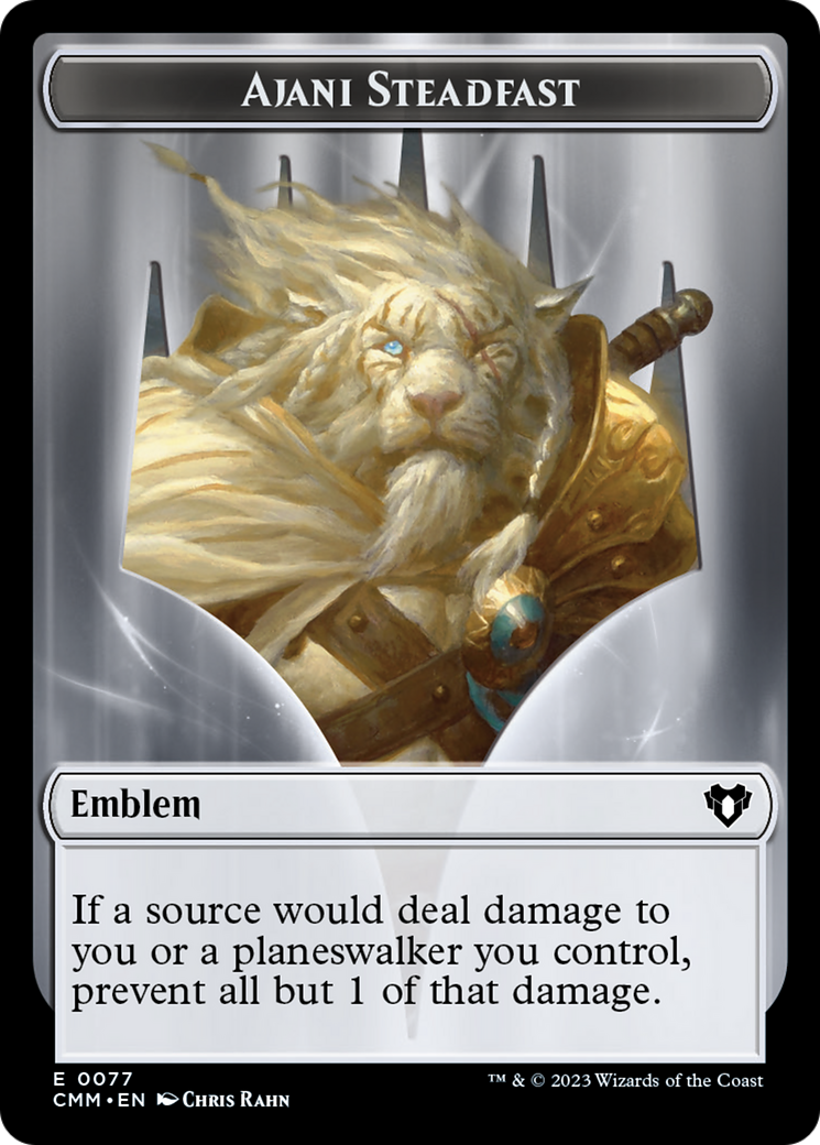 Ajani Steadfast Emblem // Wizard Double-Sided Token [Commander Masters Tokens] | A1Comics