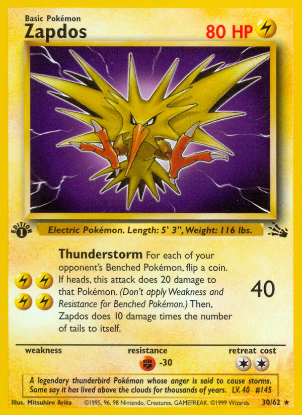 Zapdos (30/62) [Fossil 1st Edition] | A1Comics