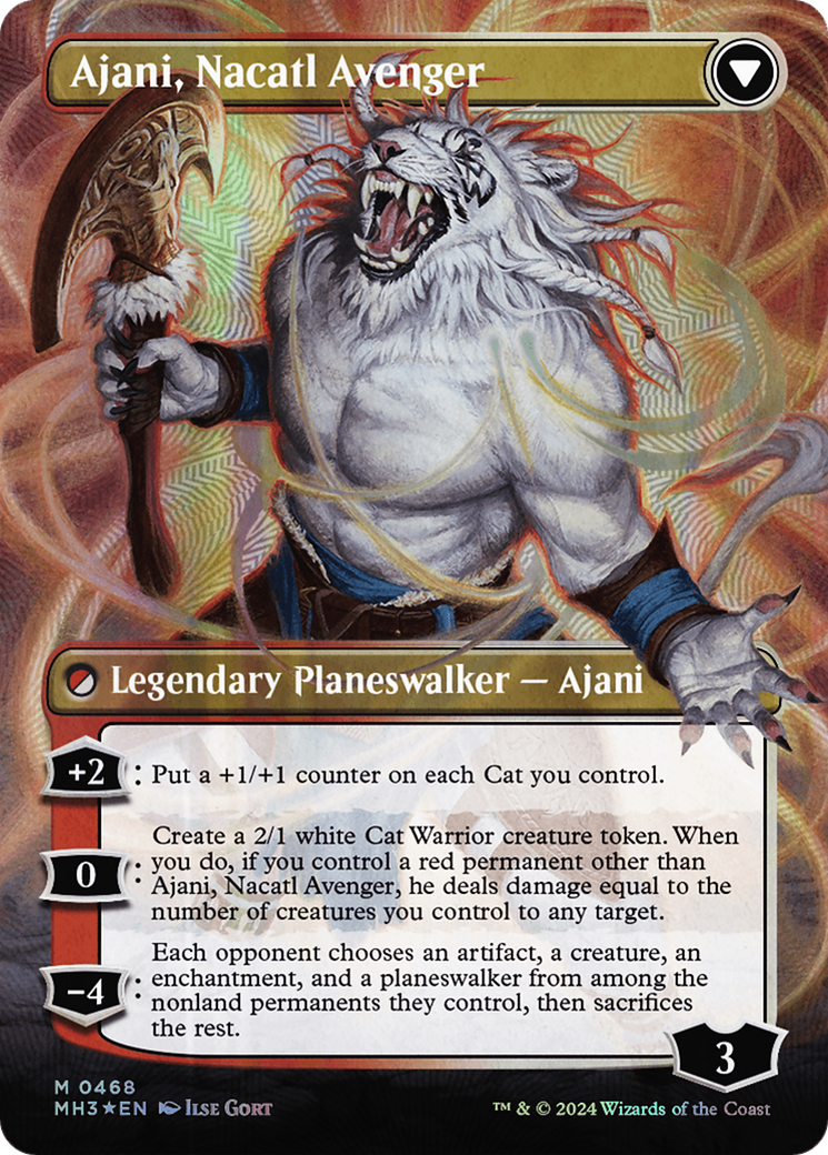 Ajani, Nacatl Pariah // Ajani, Nacatl Avenger (Borderless) (Textured Foil) [Modern Horizons 3] | A1Comics