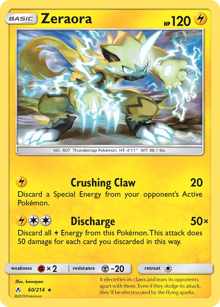 Zeraora (60/214) (Cracked Ice Holo) (Theme Deck Exclusive) [Sun & Moon: Unbroken Bonds] | A1Comics