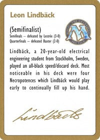 1996 Leon Lindback Biography Card [World Championship Decks] | A1Comics